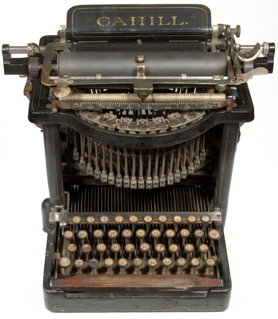 Front view of the Cahill Electric typewriter.