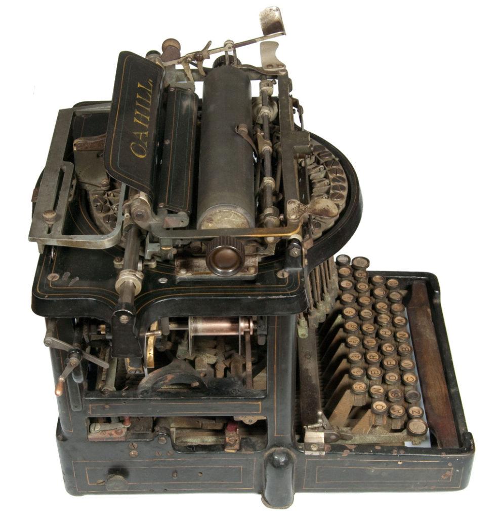 Left side view of the Cahill Electric typewriter.