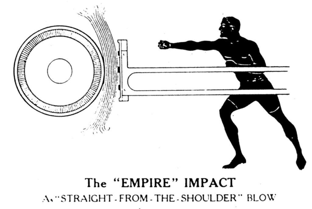 Advertisement for the Empire typewriter, reading “The Empire Impact”.
