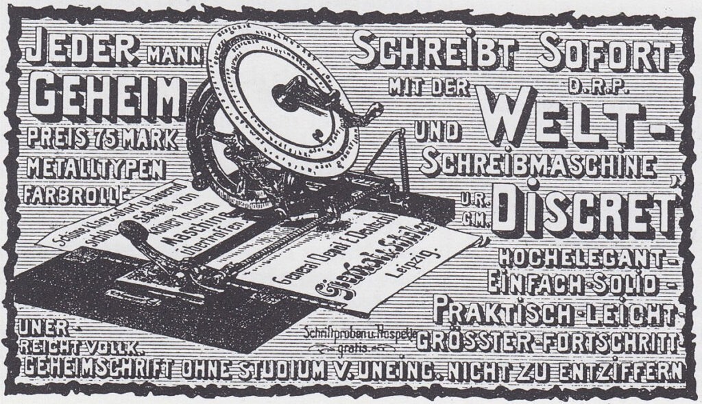 Advertisement for the Diskret typewriter.