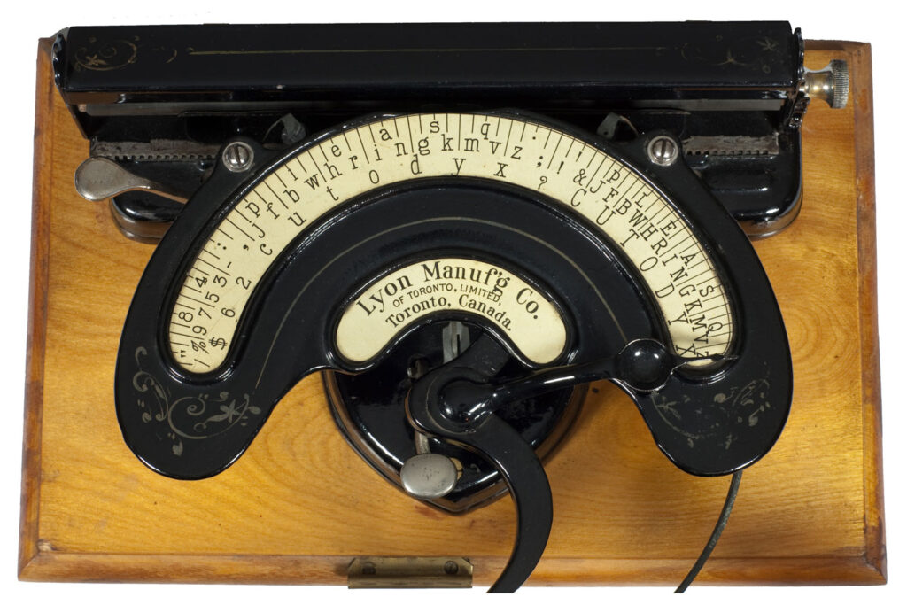 View of the character index on the American 2 typewriter.