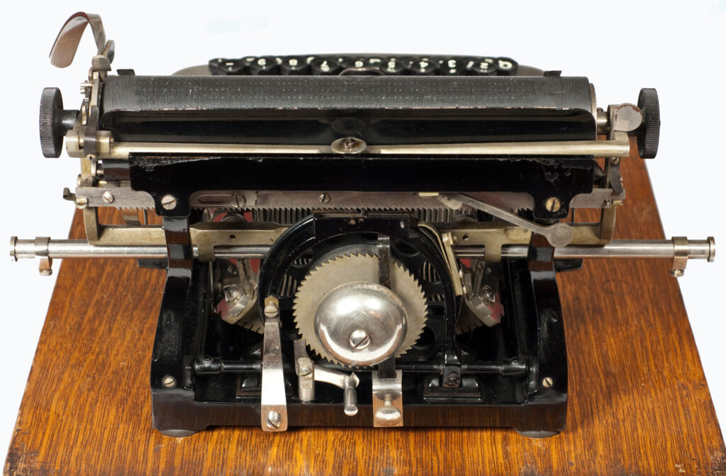 Back view of the Daugherty typewriter.