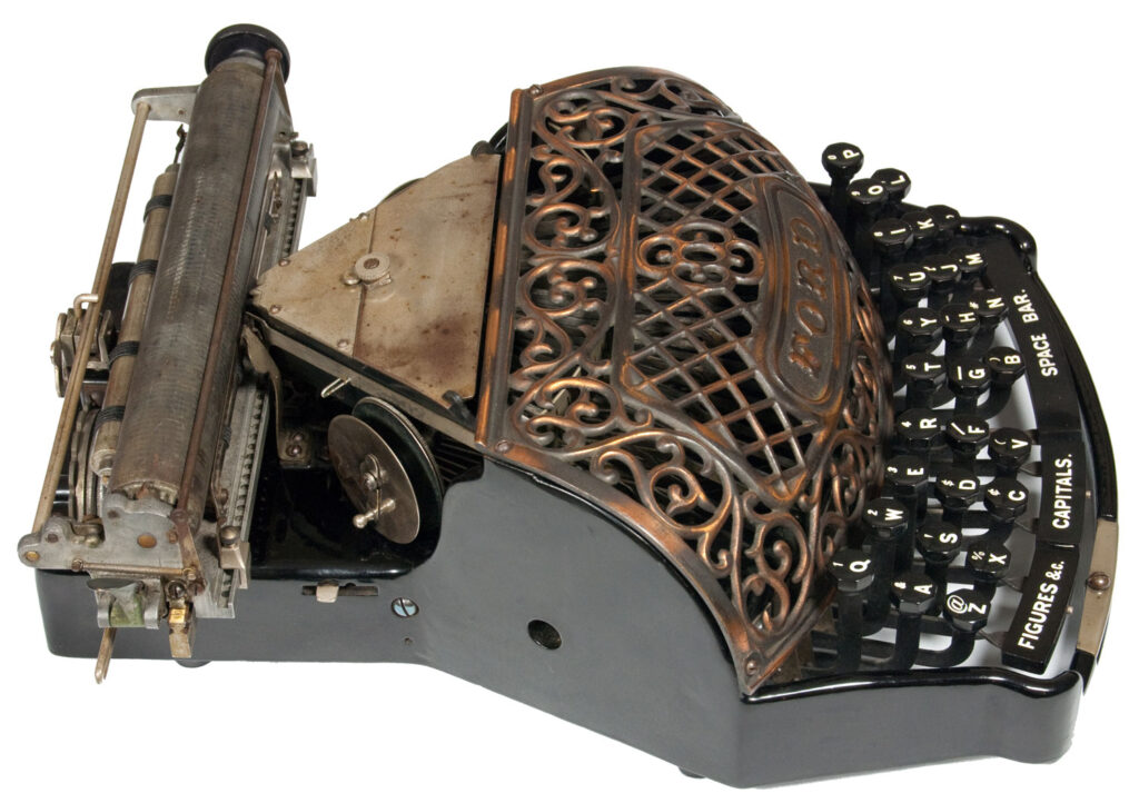 Left side view of the Ford typewriter.