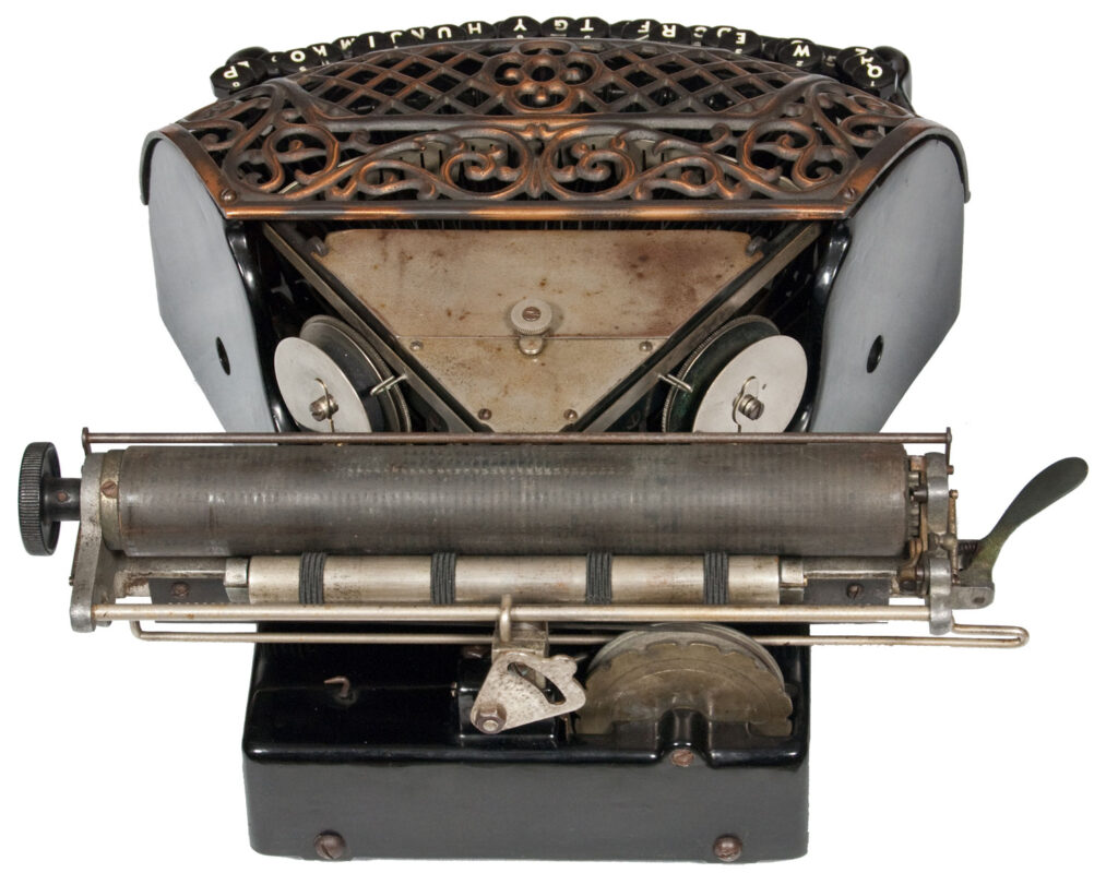 Rear view of the Ford typewriter.