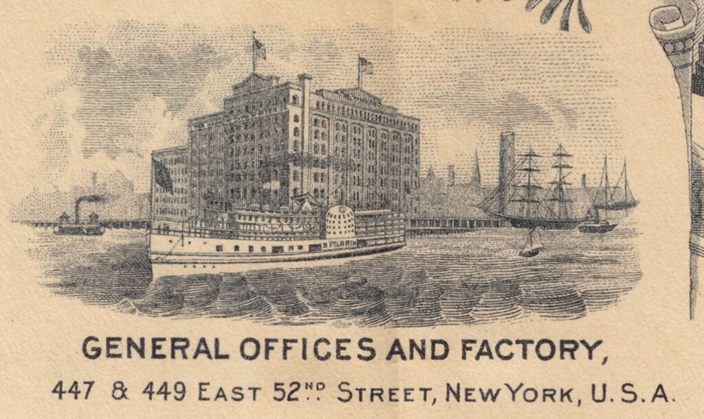 Period illustration of the Hammond typewriter factory in New York city.