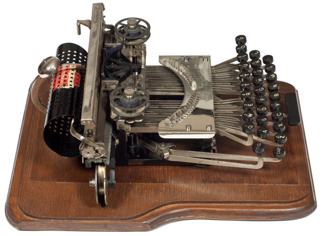 Left hand side of the Keystone 1 typewriter.