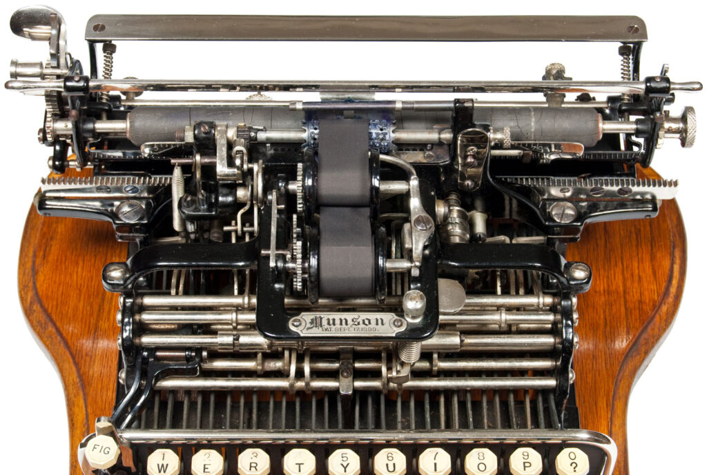Top view of the Munson 1 typewriter.