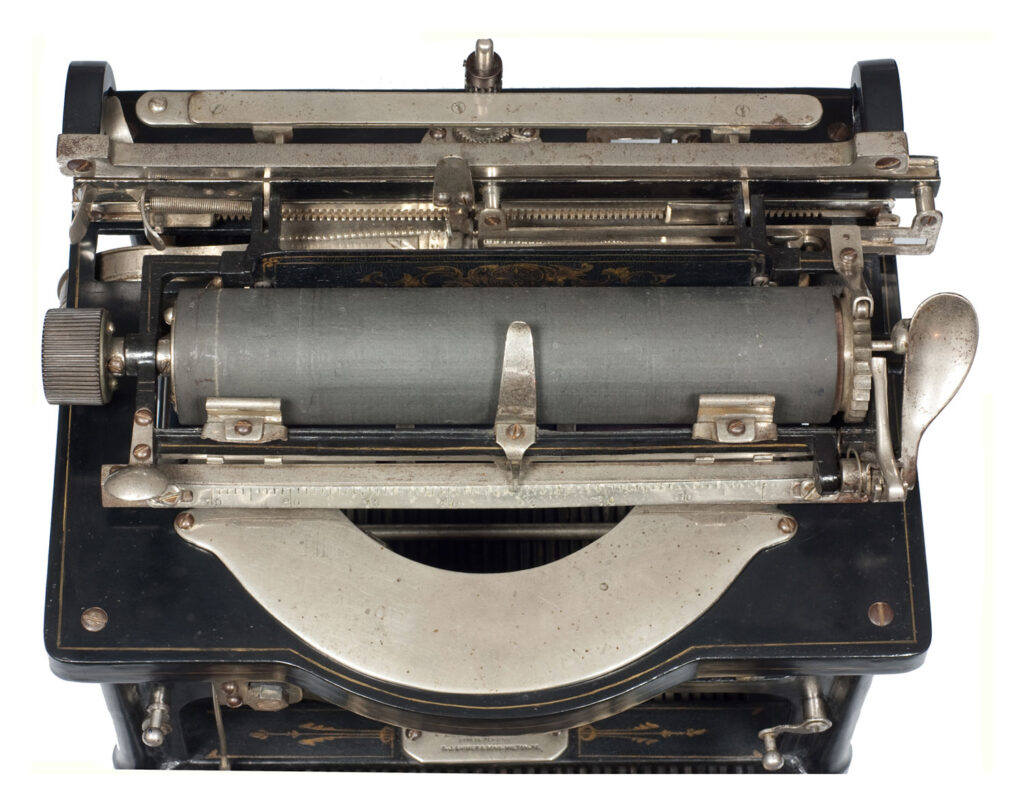 Top view of the Shimer typewriter.