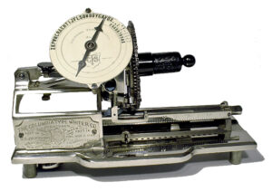Front view of the Columbia 2 typewriter.