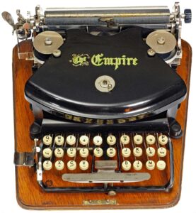 Front view of the Empire 1 typewriter.