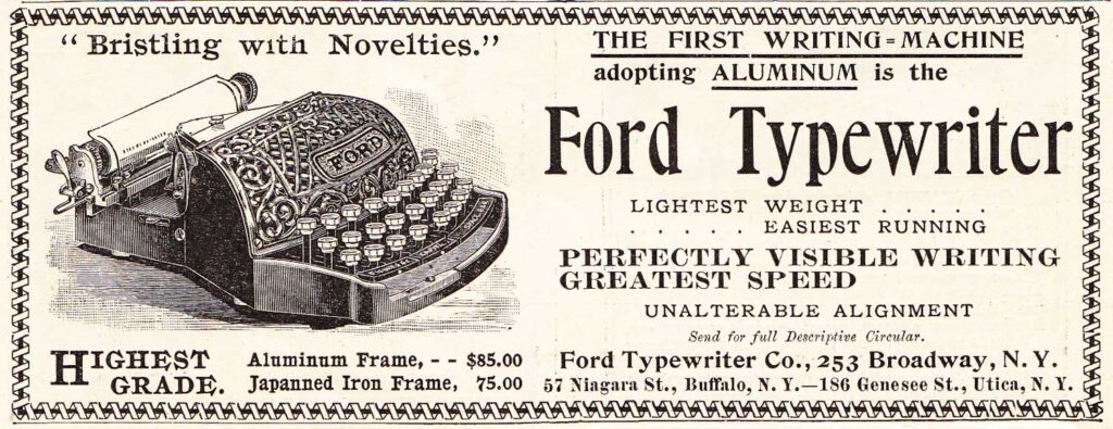 Period advertisement for the Ford typewriter.