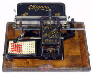 Photograph of the Mignon index typewriter.
