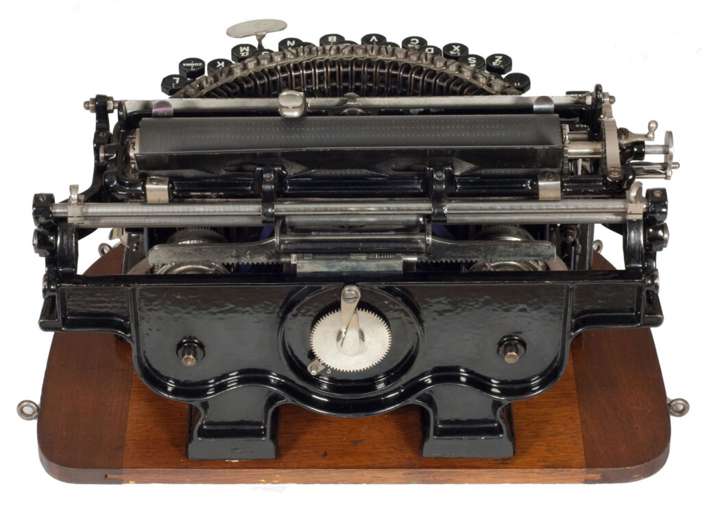 Back view of the National 1 typewriter.