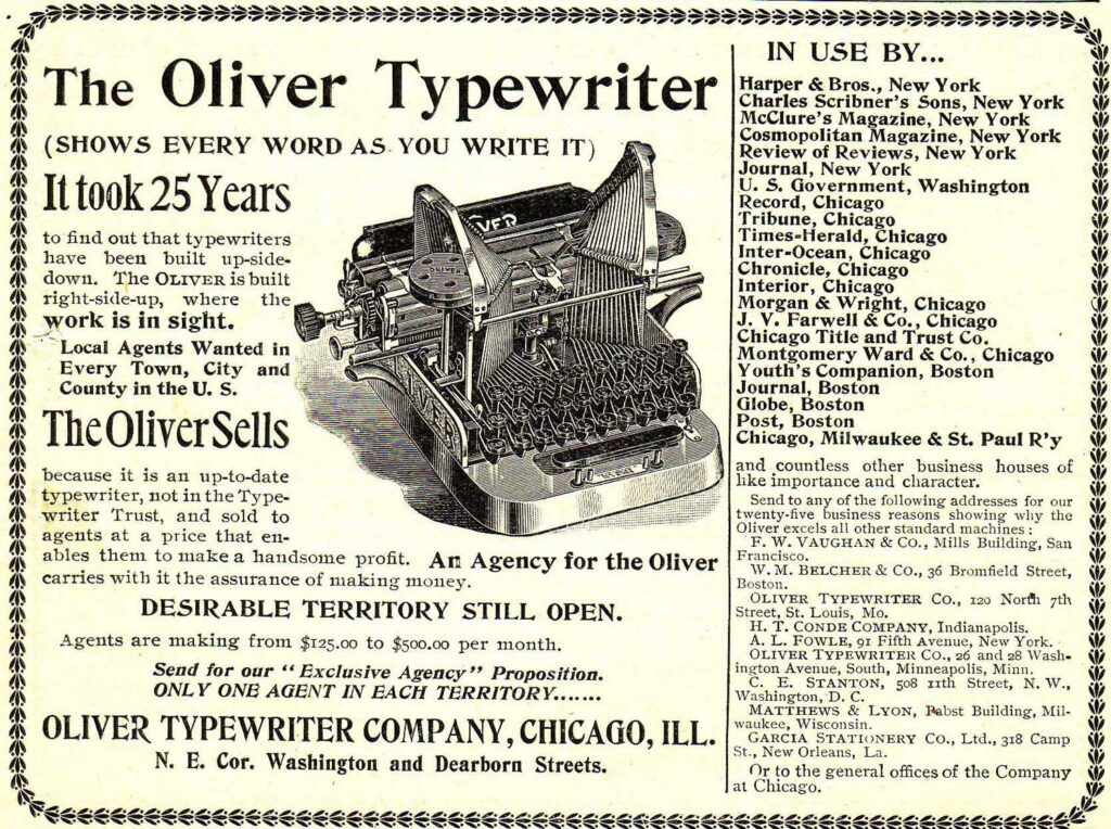 Oliver 2 typewriter ad.