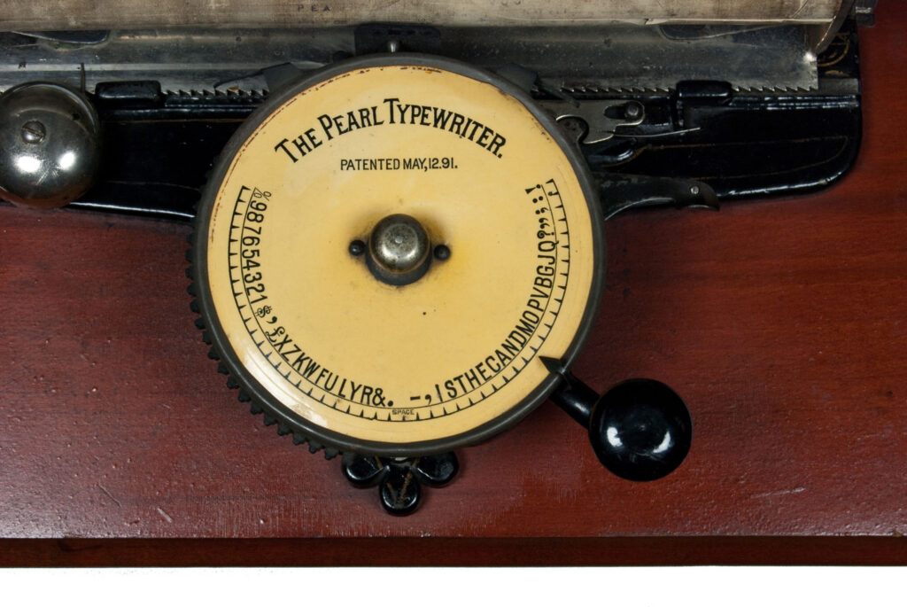 Close up of the Pearl typewriter's index disc.