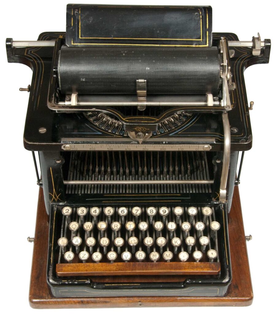 Front view of the Remington Perfected 4 typewriter.