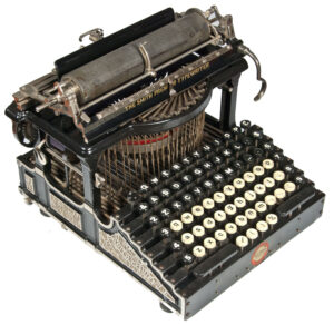 Front view of the Smith Premier 1 typewriter.