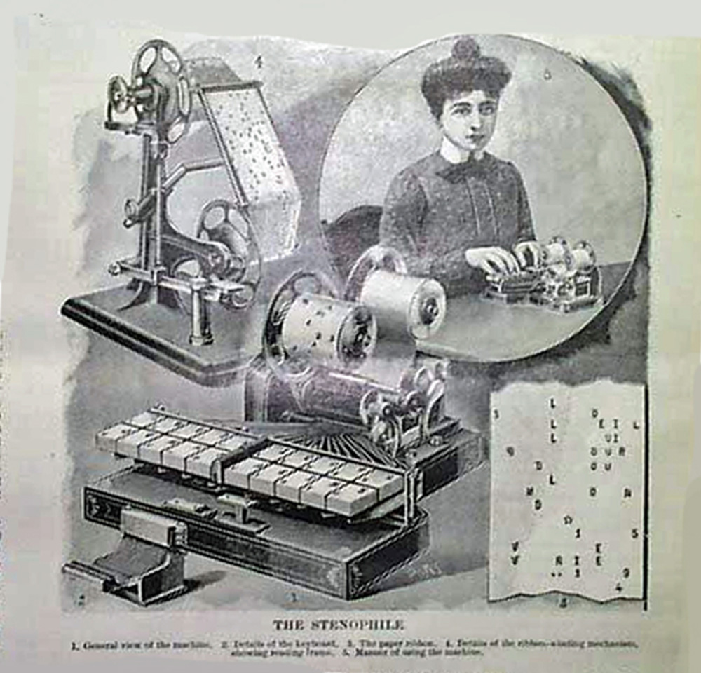 Period advertisement for the Stenophile shorthand typewriter.