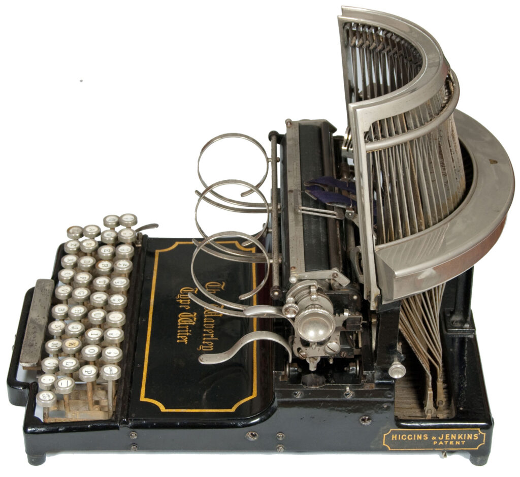 Right-hand side view of the Waverley typewriter.