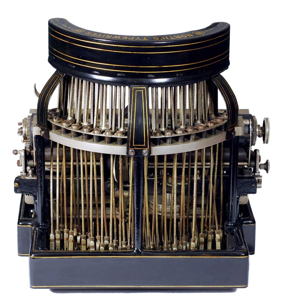 Rear view of the Norths typewriter.