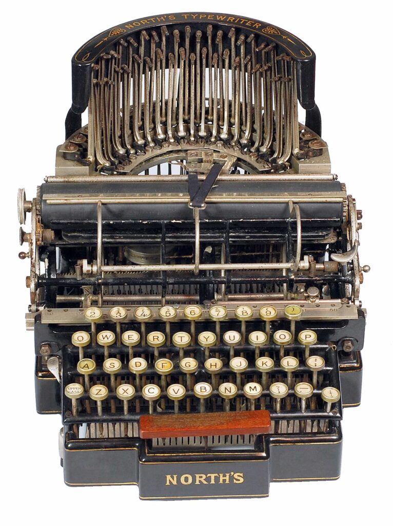 Front view of the Norths typewriter.