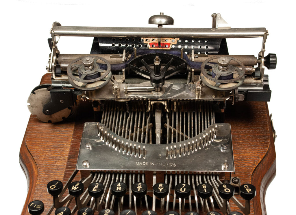 View of the top of the Keystone 1 typewriter.