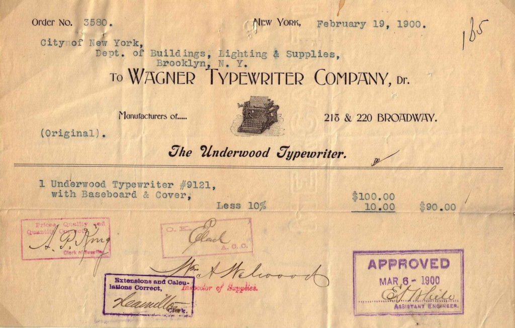 Period letterhead for the Underwood typewriter 1.