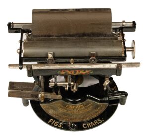 Edison Mimeograph Typewriter 1, was designed primarily to prepare stencils for mimeograph duplication, although it was optimistically marketed as suitable for general typing as well.