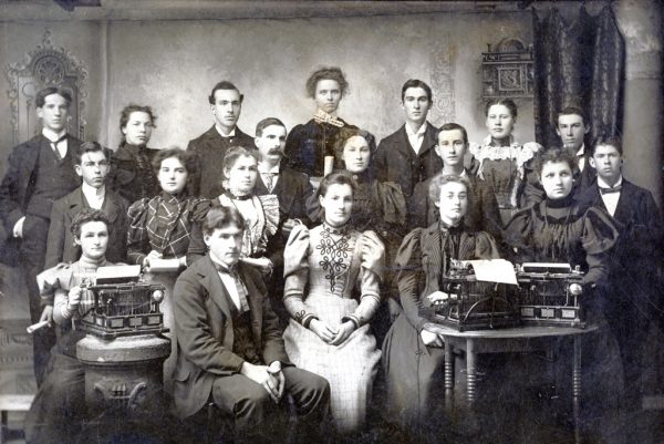 typing class History Typewriter graduating class from 1883.